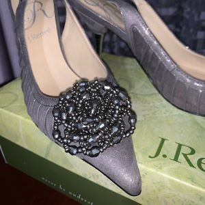 J. Reneé Silver Glimmer Satin Atarah Heels